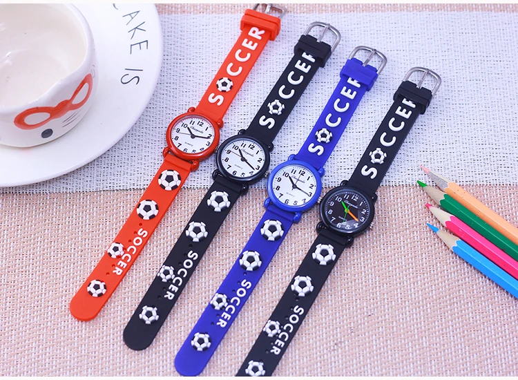 new fashion cool children boys girls football soccer watches kids little students silicone soft strap cartoon sports watches