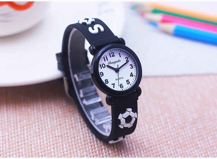 new fashion cool children boys girls football soccer watches kids little students silicone soft strap cartoon sports watches