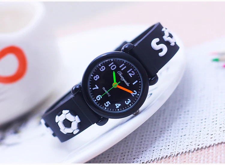new fashion cool children boys girls football soccer watches kids little students silicone soft strap cartoon sports watches