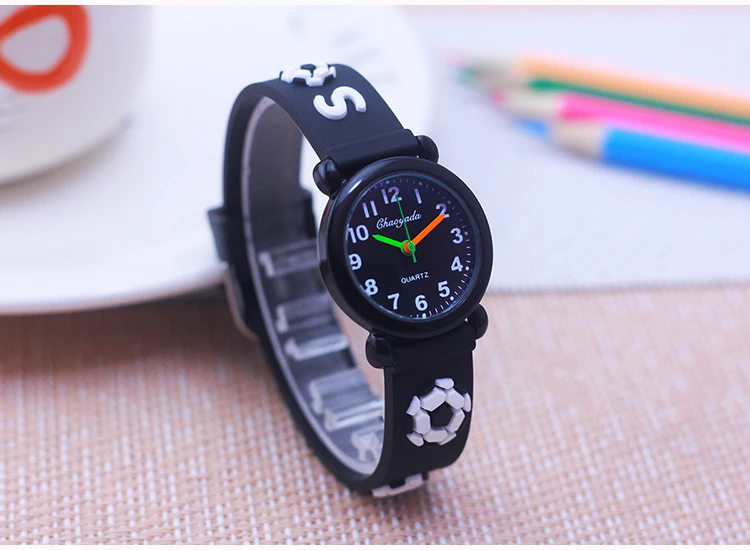 new fashion cool children boys girls football soccer watches kids little students silicone soft strap cartoon sports watches
