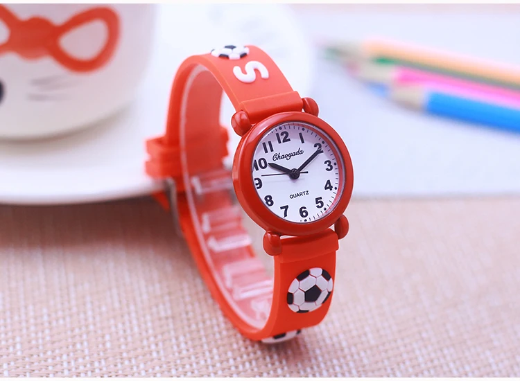 new fashion cool children boys girls football soccer watches kids little students silicone soft strap cartoon sports watches