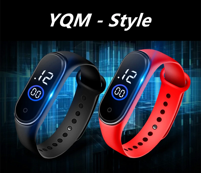 Waterproof Kids Sports Watch Children Smart Touch Screen LED Digital Watch Two Tone Silicone Strap Men Women Watch Student Clock