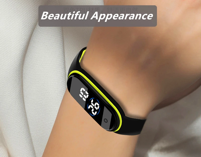 Waterproof Kids Sports Watch Children Smart Touch Screen LED Digital Watch Two Tone Silicone Strap Men Women Watch Student Clock
