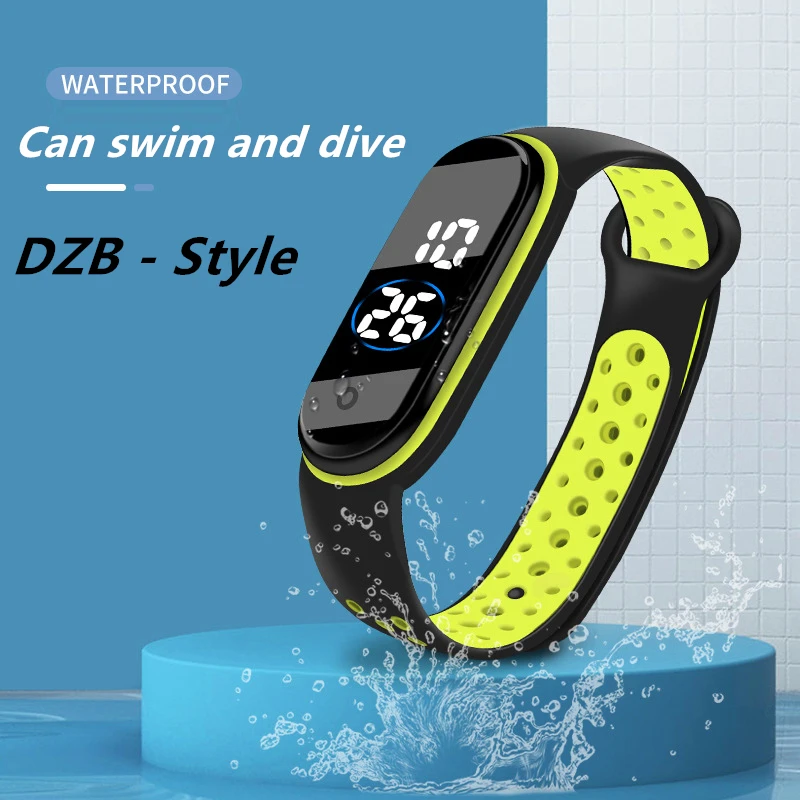 Waterproof Kids Sports Watch Children Smart Touch Screen LED Digital Watch Two Tone Silicone Strap Men Women Watch Student Clock