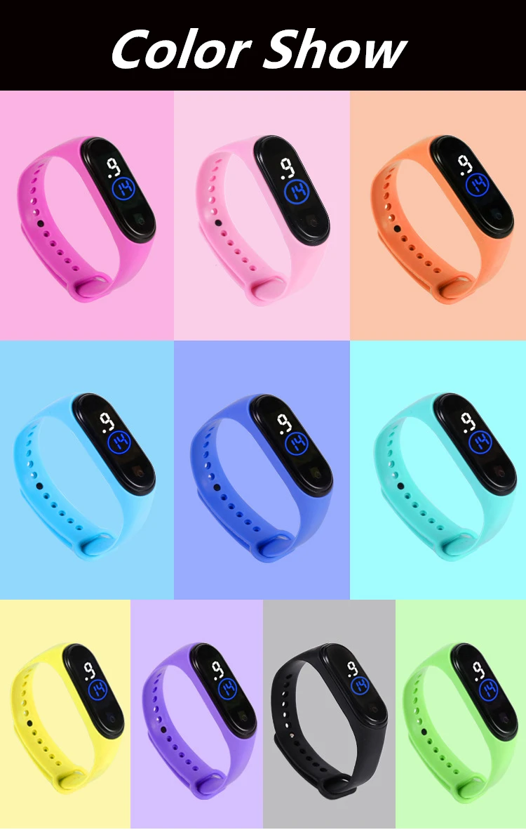 Waterproof Kids Sports Watch Children Smart Touch Screen LED Digital Watch Two Tone Silicone Strap Men Women Watch Student Clock