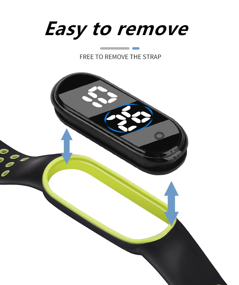 Waterproof Kids Sports Watch Children Smart Touch Screen LED Digital Watch Two Tone Silicone Strap Men Women Watch Student Clock