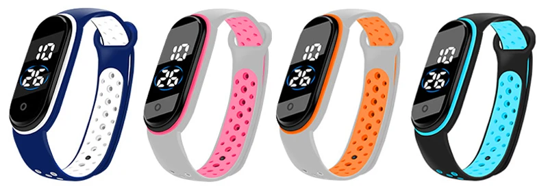 Waterproof Kids Sports Watch Children Smart Touch Screen LED Digital Watch Two Tone Silicone Strap Men Women Watch Student Clock