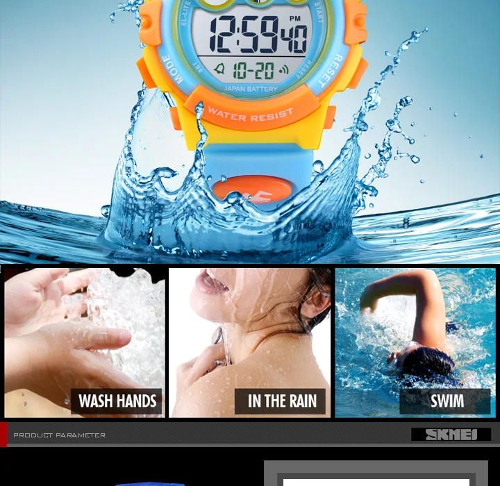 SKMEI Brand Waterproof Children Sports Watches For Girl Boys Fashion Digital LED Electronic Clock Student Kids Wristwatches