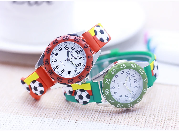 New Children's Boys Gilrs 3D Cool Football Silicone Strap Watches Students 3-12ages Kids Football Match Sports Waterproof Watch