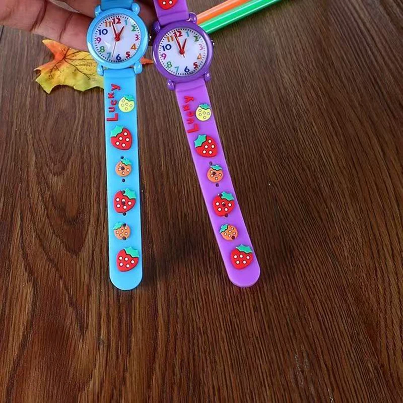 Children Cute 3D Strawberry Silicone Kids Watches for Boys Girls 3+ Soft Durable Band Safety Certified Perfect Gift Waterproof