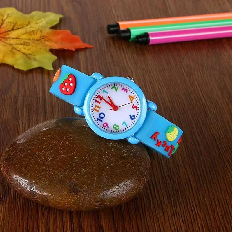 Children Cute 3D Strawberry Silicone Kids Watches for Boys Girls 3+ Soft Durable Band Safety Certified Perfect Gift Waterproof