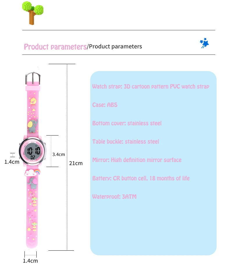 UTHAI H120 Children's Cartoon Sports Watch Alarm Clock 30M Waterproof Kids SmartWatch Student Boys Girls LED Electronic Watches
