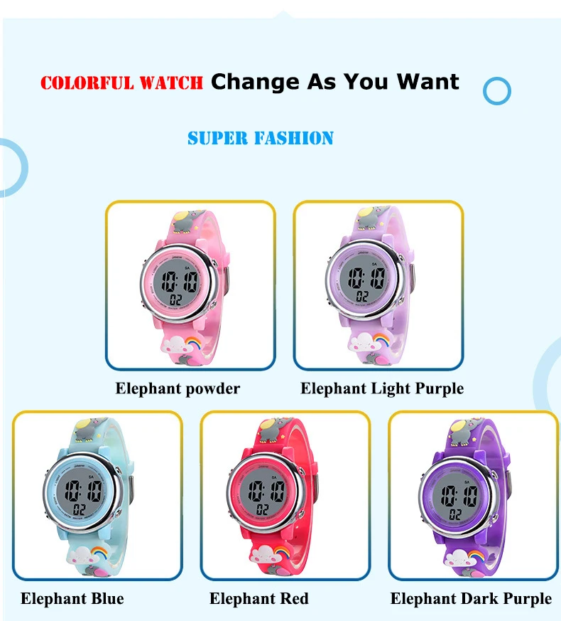 UTHAI H120 Children's Cartoon Sports Watch Alarm Clock 30M Waterproof Kids SmartWatch Student Boys Girls LED Electronic Watches