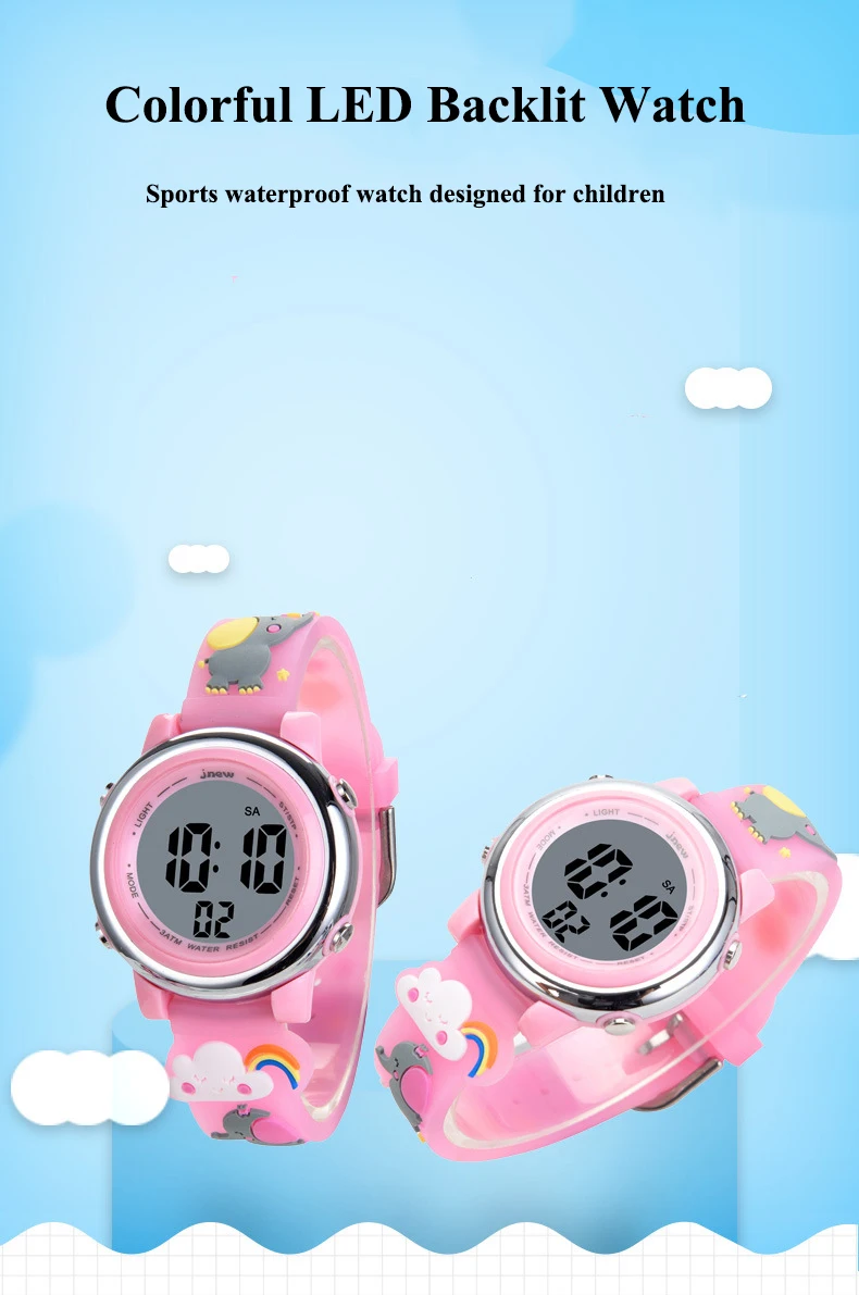 UTHAI H120 Children's Cartoon Sports Watch Alarm Clock 30M Waterproof Kids SmartWatch Student Boys Girls LED Electronic Watches