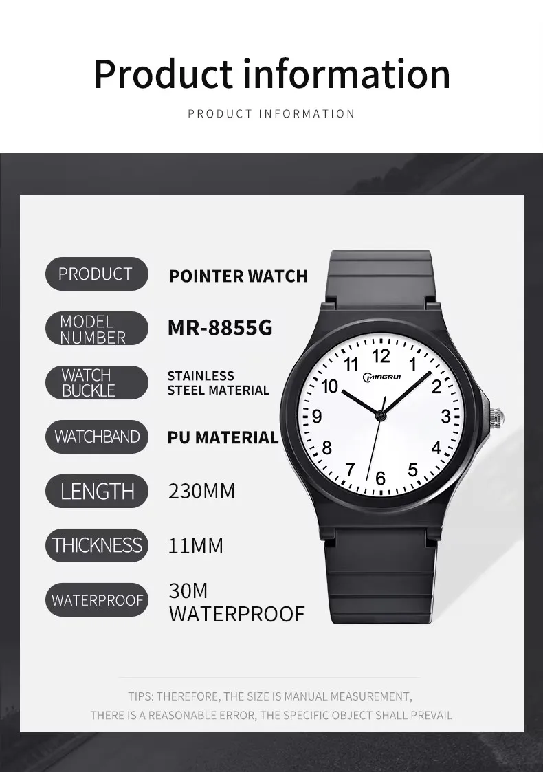 New Black Children Watch Silicone Strap Waterpoof Classic Analog Kids Wristwatch Men Women Waterproof Watches
