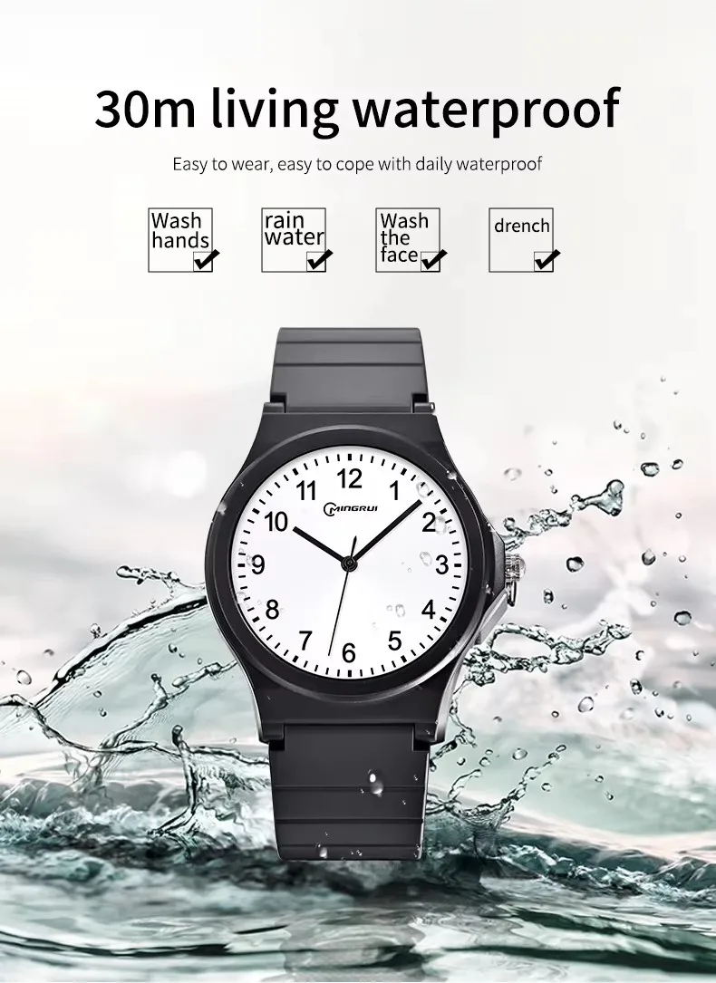 New Black Children Watch Silicone Strap Waterpoof Classic Analog Kids Wristwatch Men Women Waterproof Watches