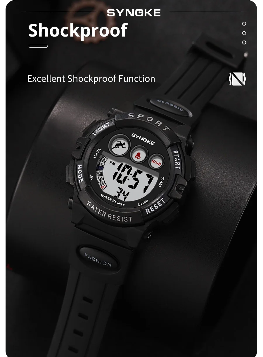 SYNOKE Student Sport Watches For Kids Colorful Electronic Watches 50M Waterproof Clock Children Digital Watch For Boys Girls