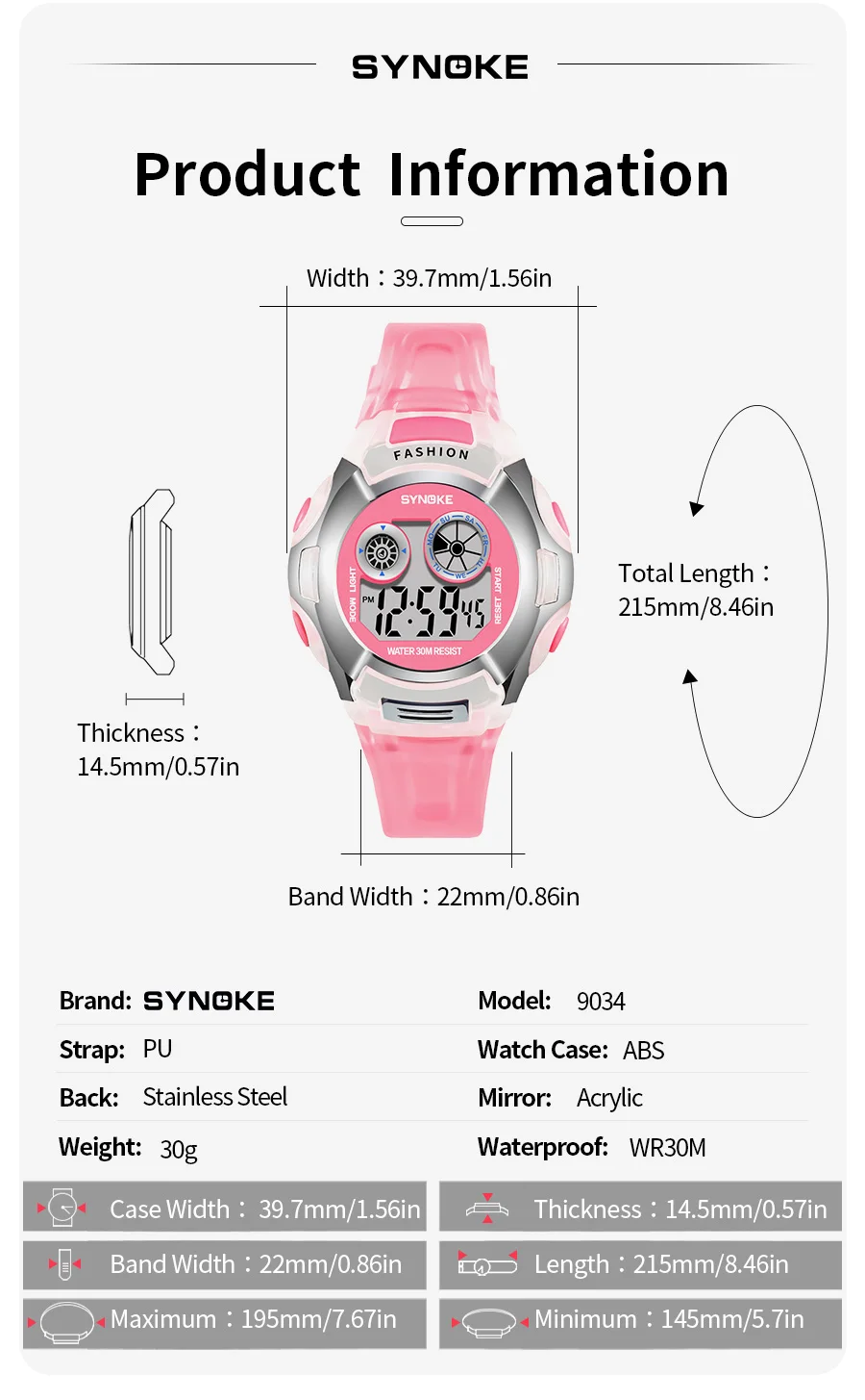 SYNOKE Student Electronic Watch Waterproof Sports Children Watch Glow Multi Function Digital Watch Seven Colors Light Gift