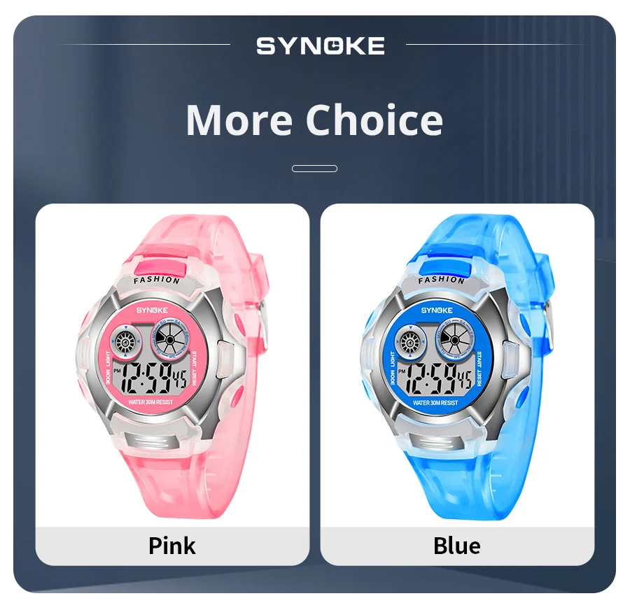 SYNOKE Student Electronic Watch Waterproof Sports Children Watch Glow Multi Function Digital Watch Seven Colors Light Gift