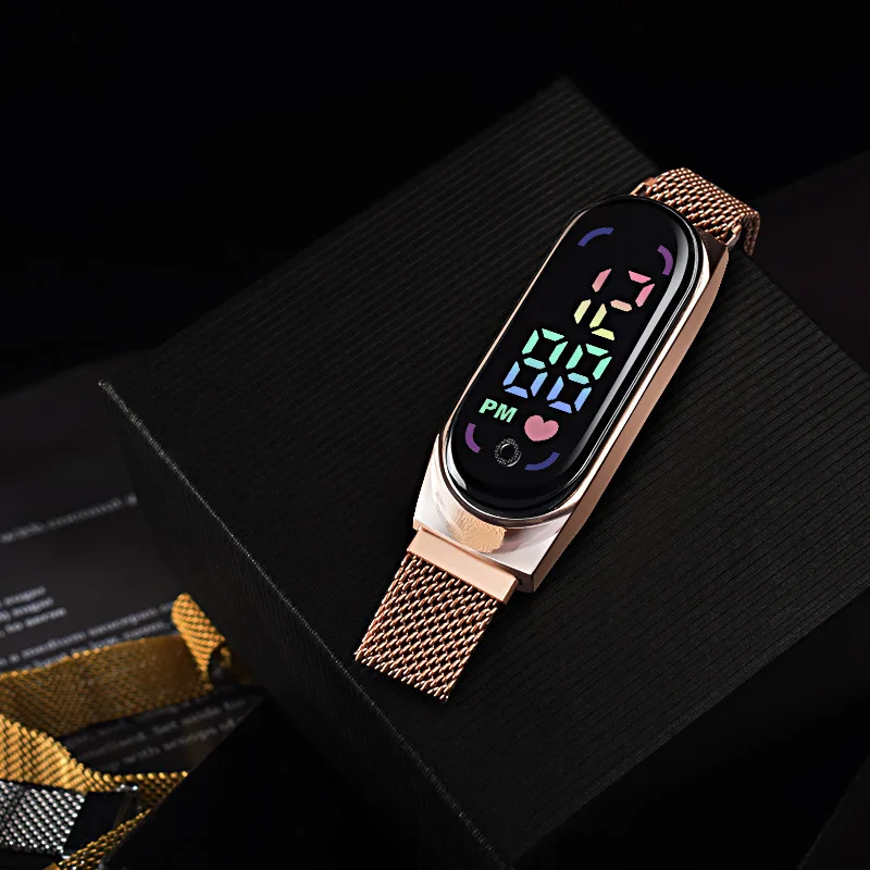 New Magnetic LED Electronic Watch, Student Sports Alloy Bracelet, Gift Children's Electronic Watch