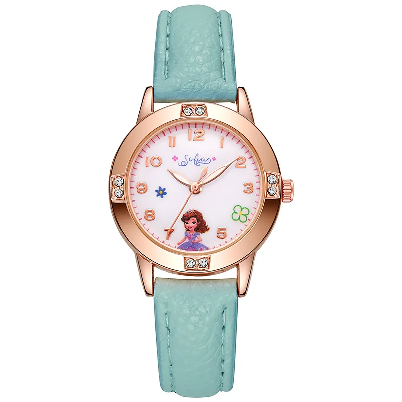 Disney Children's Watches Kids Boys Girls Cute Cartoon Sofia Princess Aisha Diamond Wristwatch Student Quartz Watch Gift