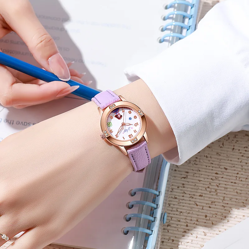 Disney Children's Watches Kids Boys Girls Cute Cartoon Sofia Princess Aisha Diamond Wristwatch Student Quartz Watch Gift