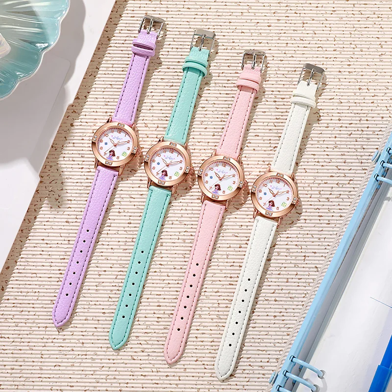 Disney Children's Watches Kids Boys Girls Cute Cartoon Sofia Princess Aisha Diamond Wristwatch Student Quartz Watch Gift