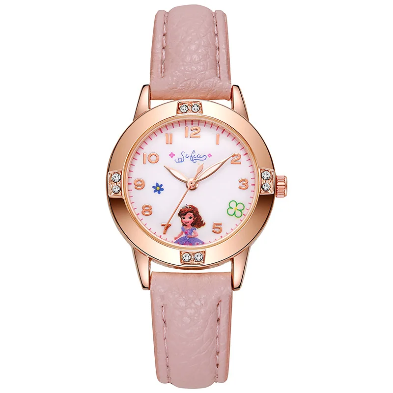 Disney Children's Watches Kids Boys Girls Cute Cartoon Sofia Princess Aisha Diamond Wristwatch Student Quartz Watch Gift