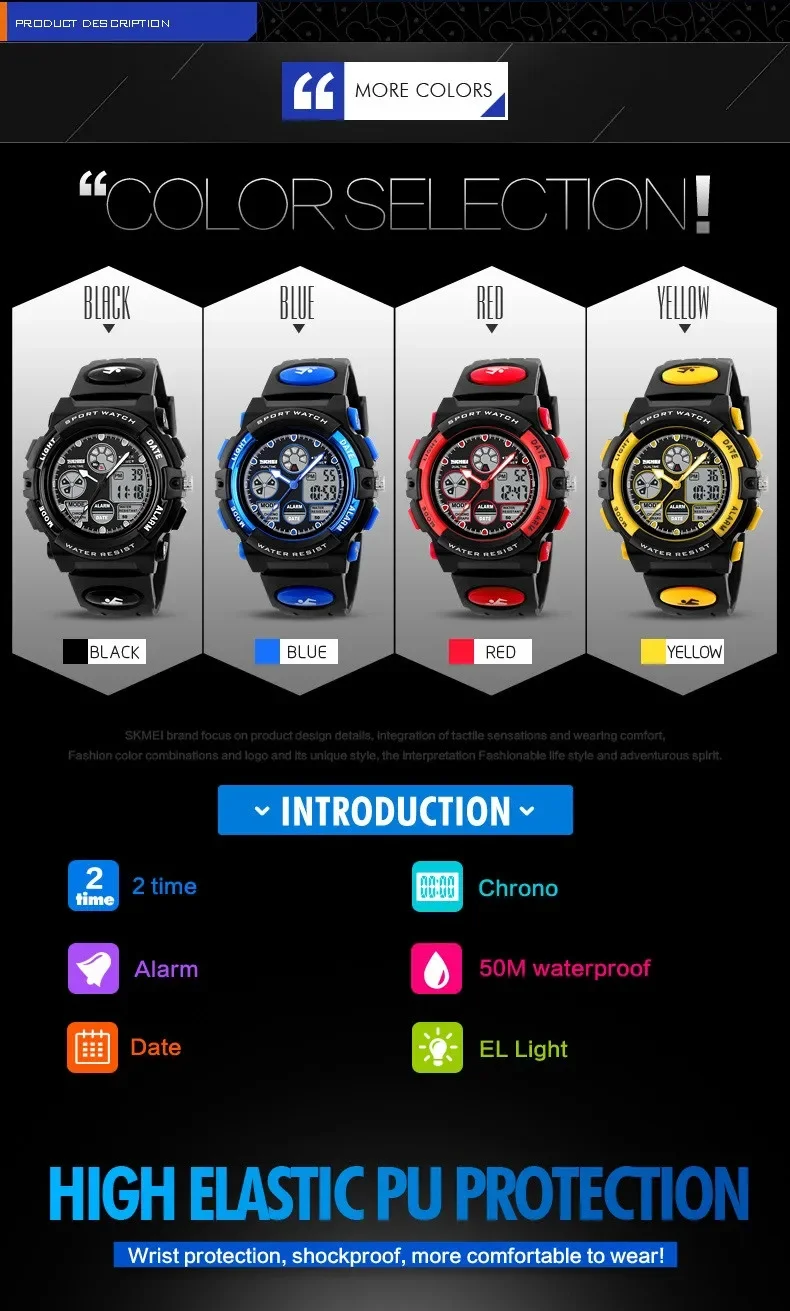 SKMEI 1163 Children Digital Watch Sports Electronic Military Girl Boy Shockproof Waterproof Kids Wristwatches Clock Reloj Hombre