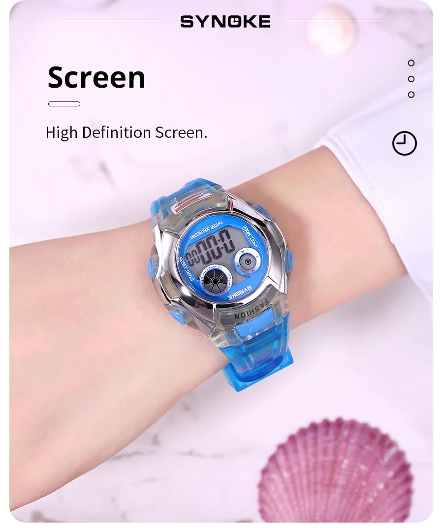 SYNOKE Student Electronic Watch Waterproof Sports Children Watch Glow Multi Function Digital Watch Seven Colors Light Gift