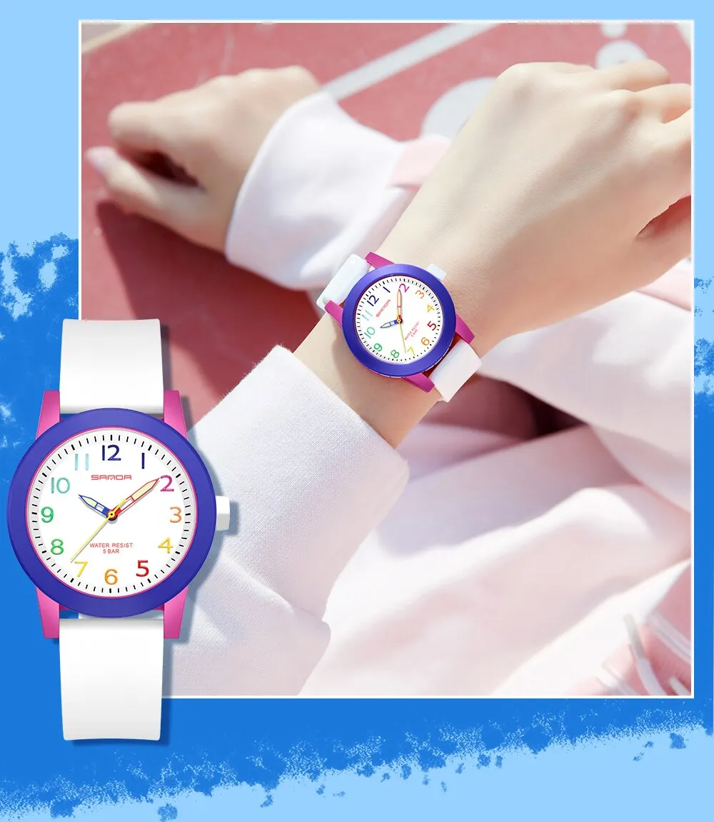 SANDA Women Watches Fashion Silicone Analog Quartz Wrist Watch Baseball Sports Waterproof Boy Girl Casual Clock Children Gifts