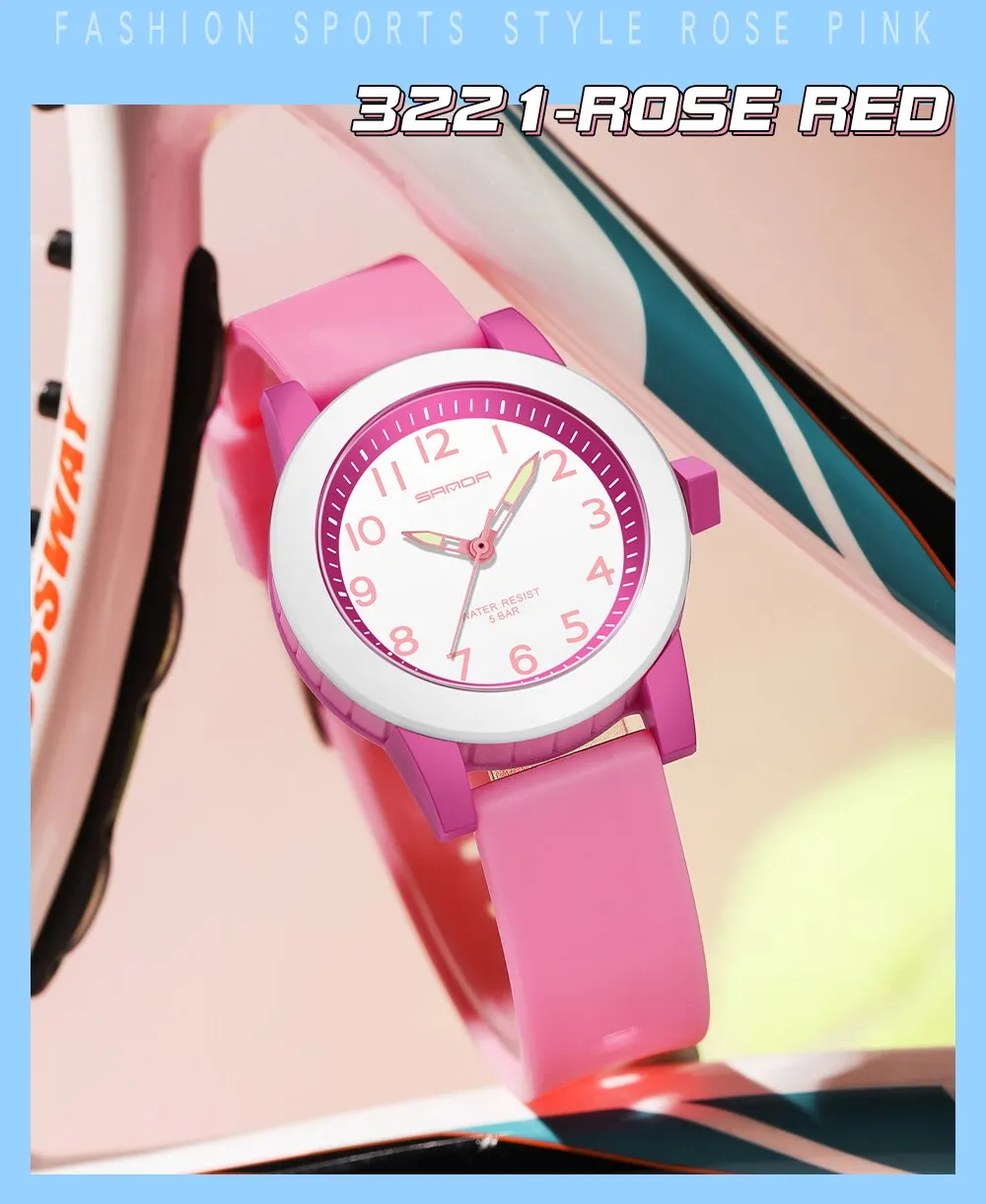 SANDA Women Watches Fashion Silicone Analog Quartz Wrist Watch Baseball Sports Waterproof Boy Girl Casual Clock Children Gifts