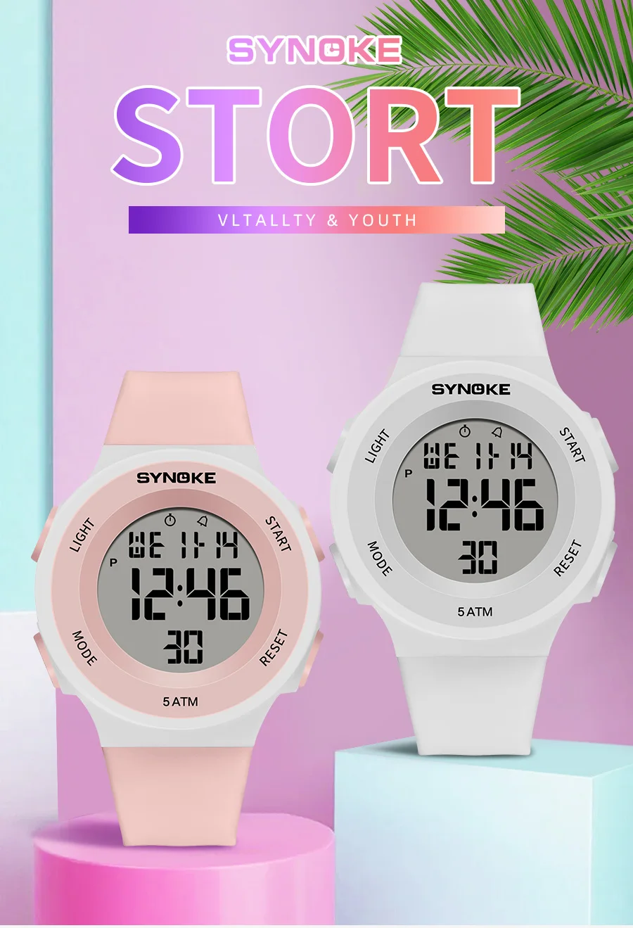 SYNOKE Digital Watches Kids Sports Luminous Multifunction Waterproof Chrono Wristwatch Outdoor Girls Fashion Student Watch New