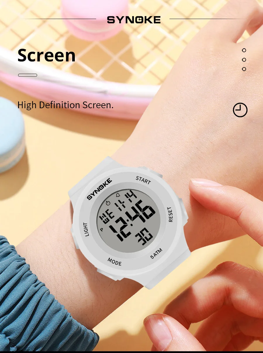 SYNOKE Digital Watches Kids Sports Luminous Multifunction Waterproof Chrono Wristwatch Outdoor Girls Fashion Student Watch New