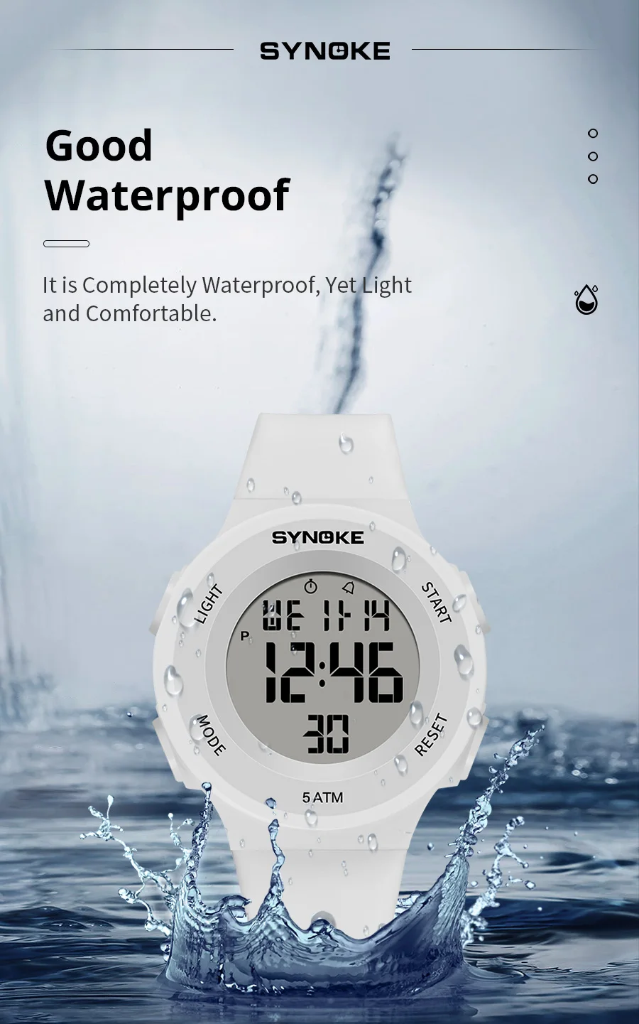 SYNOKE Digital Watches Kids Sports Luminous Multifunction Waterproof Chrono Wristwatch Outdoor Girls Fashion Student Watch New