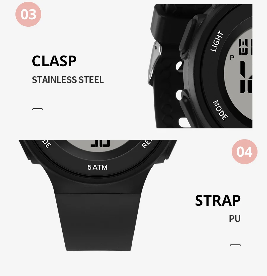 SYNOKE Digital Watches Kids Sports Luminous Multifunction Waterproof Chrono Wristwatch Outdoor Girls Fashion Student Watch New