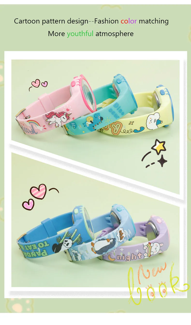 UTHAI Children Watch Girls Cute Cartoon Electronic Watches Waterproof Alarm Clock Multi Functional Boys Student Wristwatch Gift