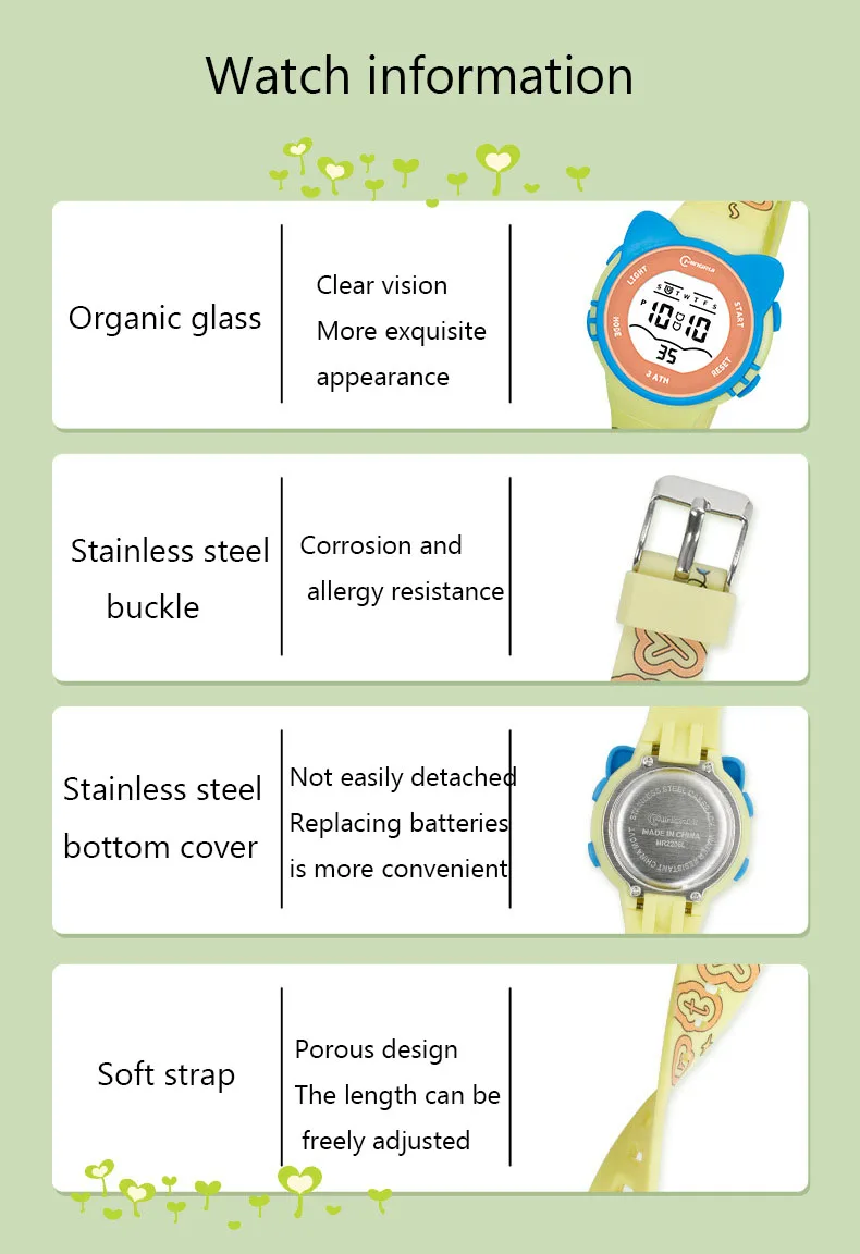 UTHAI Children Watch Girls Cute Cartoon Electronic Watches Waterproof Alarm Clock Multi Functional Boys Student Wristwatch Gift