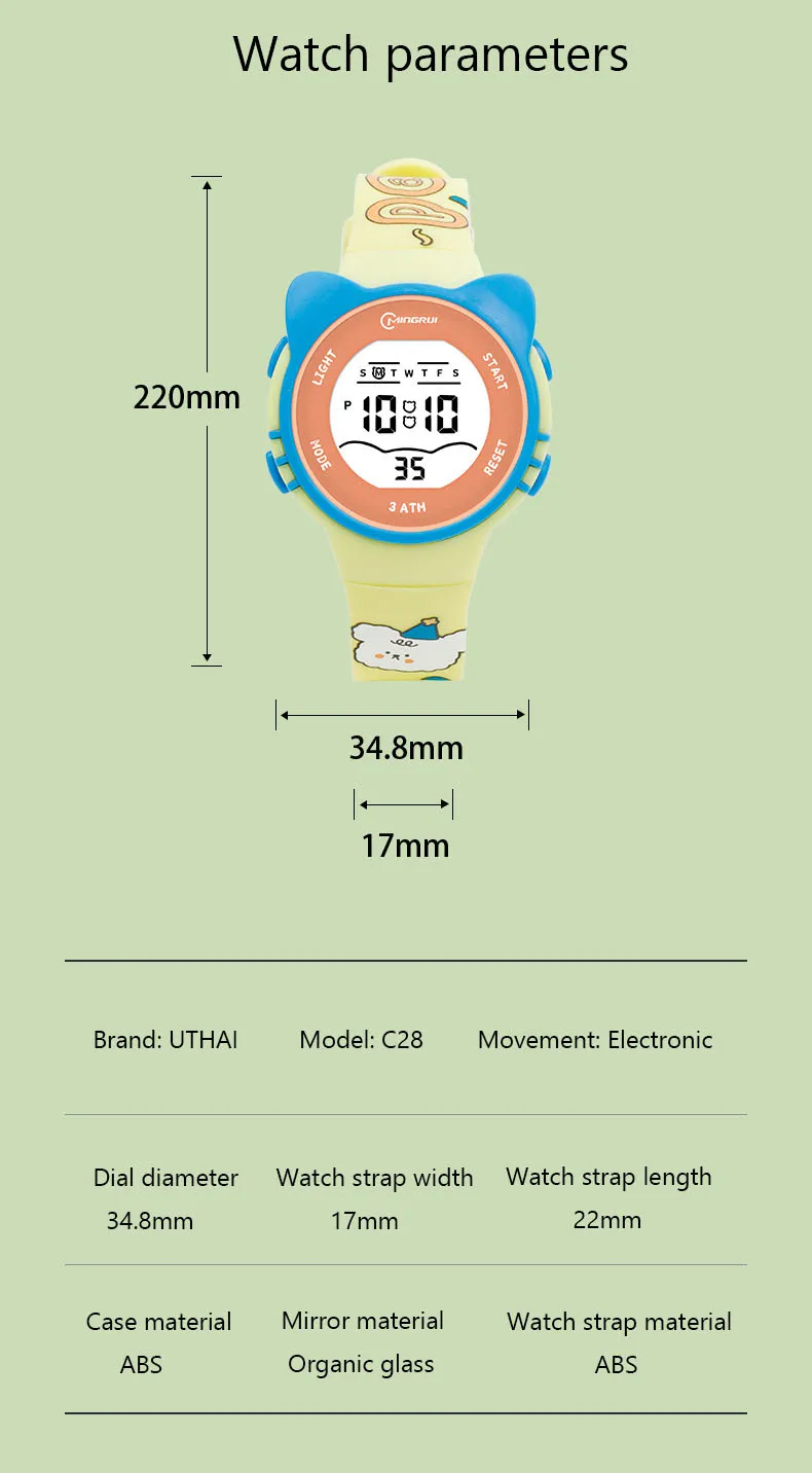 UTHAI Children Watch Girls Cute Cartoon Electronic Watches Waterproof Alarm Clock Multi Functional Boys Student Wristwatch Gift
