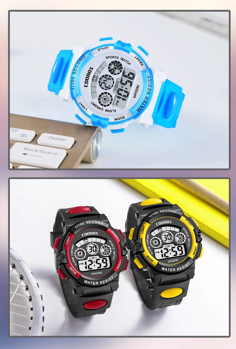 COOBOS Sports Kids Watches Waterproof LED Digital Watch for Children Multifunctional Luminous Girls Boys Clock Relogio Infantil