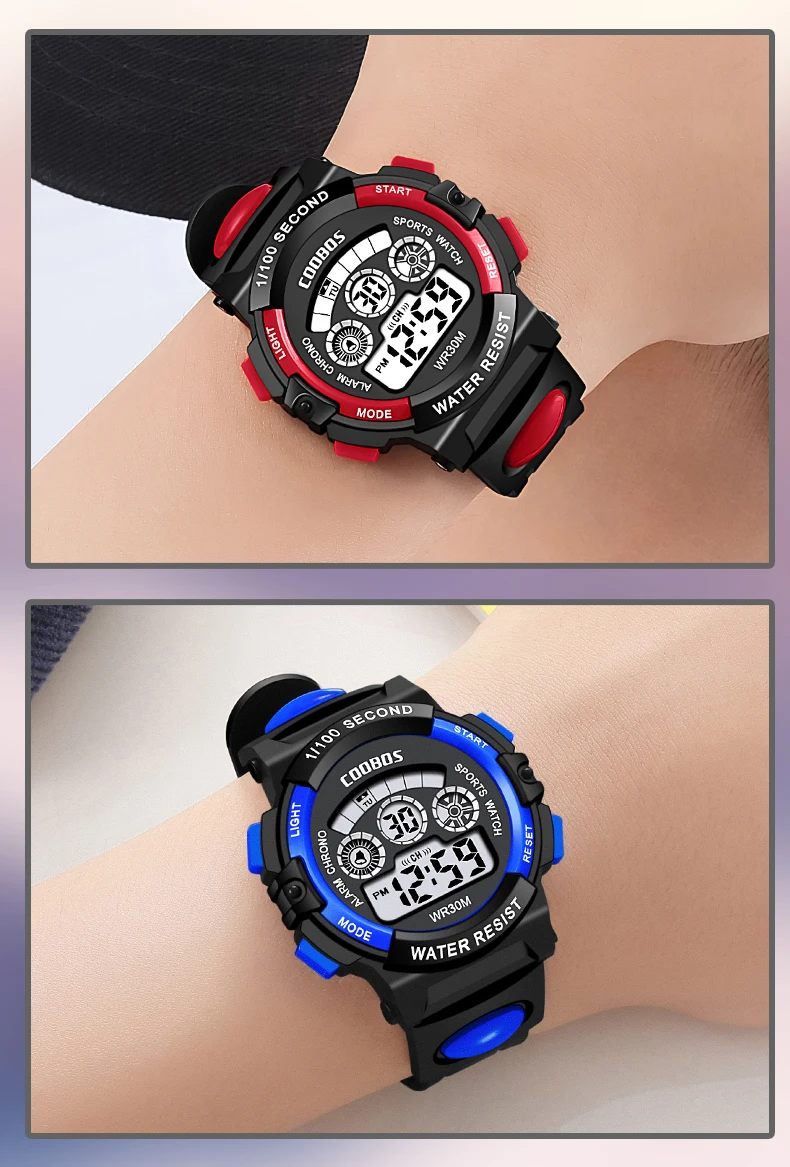 COOBOS Sports Kids Watches Waterproof LED Digital Watch for Children Multifunctional Luminous Girls Boys Clock Relogio Infantil