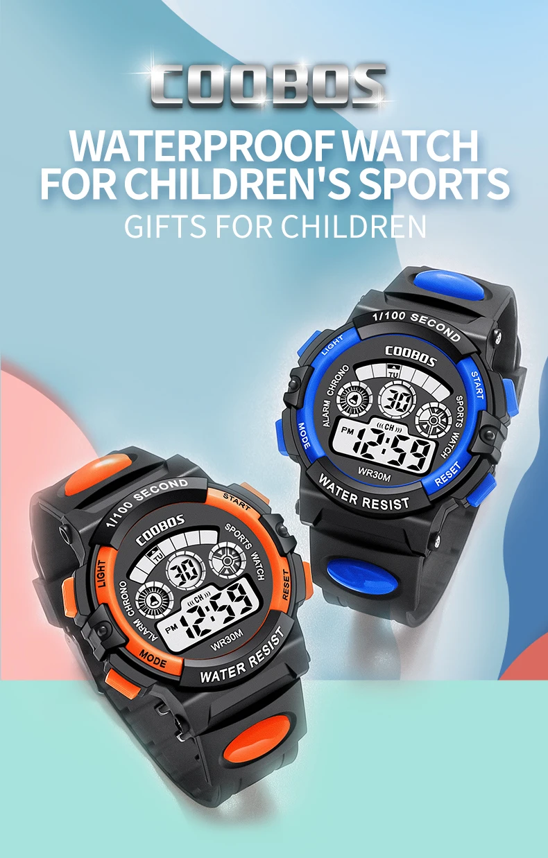 COOBOS Sports Kids Watches Waterproof LED Digital Watch for Children Multifunctional Luminous Girls Boys Clock Relogio Infantil
