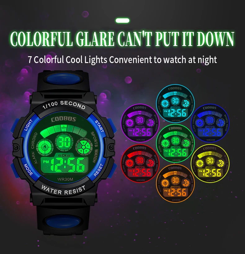 COOBOS Sports Kids Watches Waterproof LED Digital Watch for Children Multifunctional Luminous Girls Boys Clock Relogio Infantil
