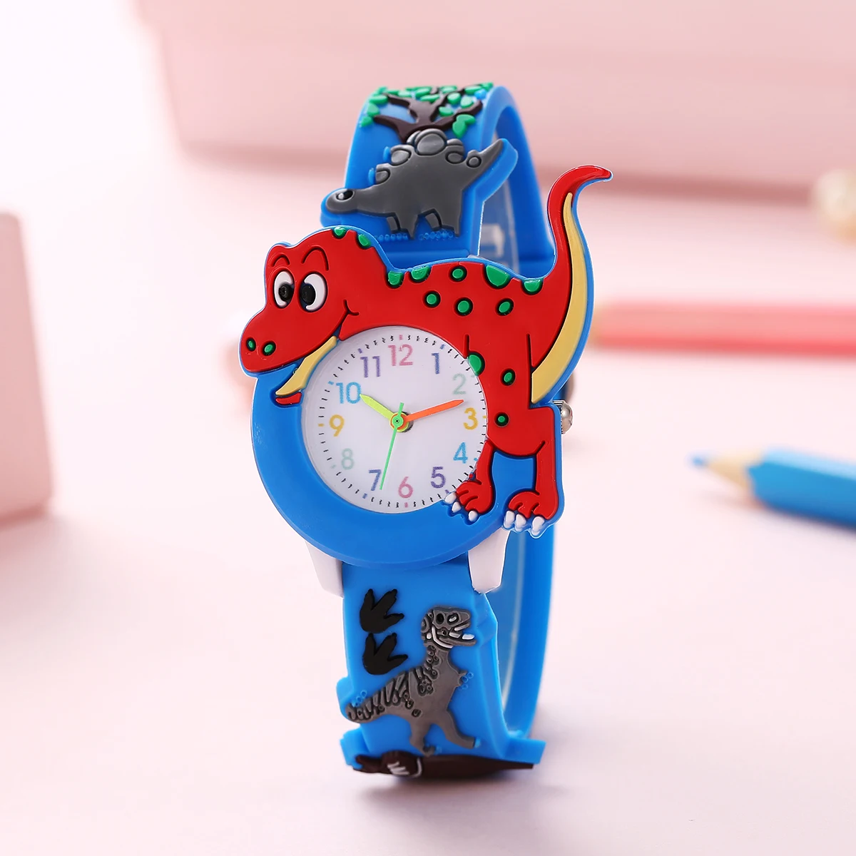 Kids Dinosaur Watch Cartoon T-Rex Silicone Strap Hypoallergenic Watch for Boys & Girls Prehistoric Adventure Gift