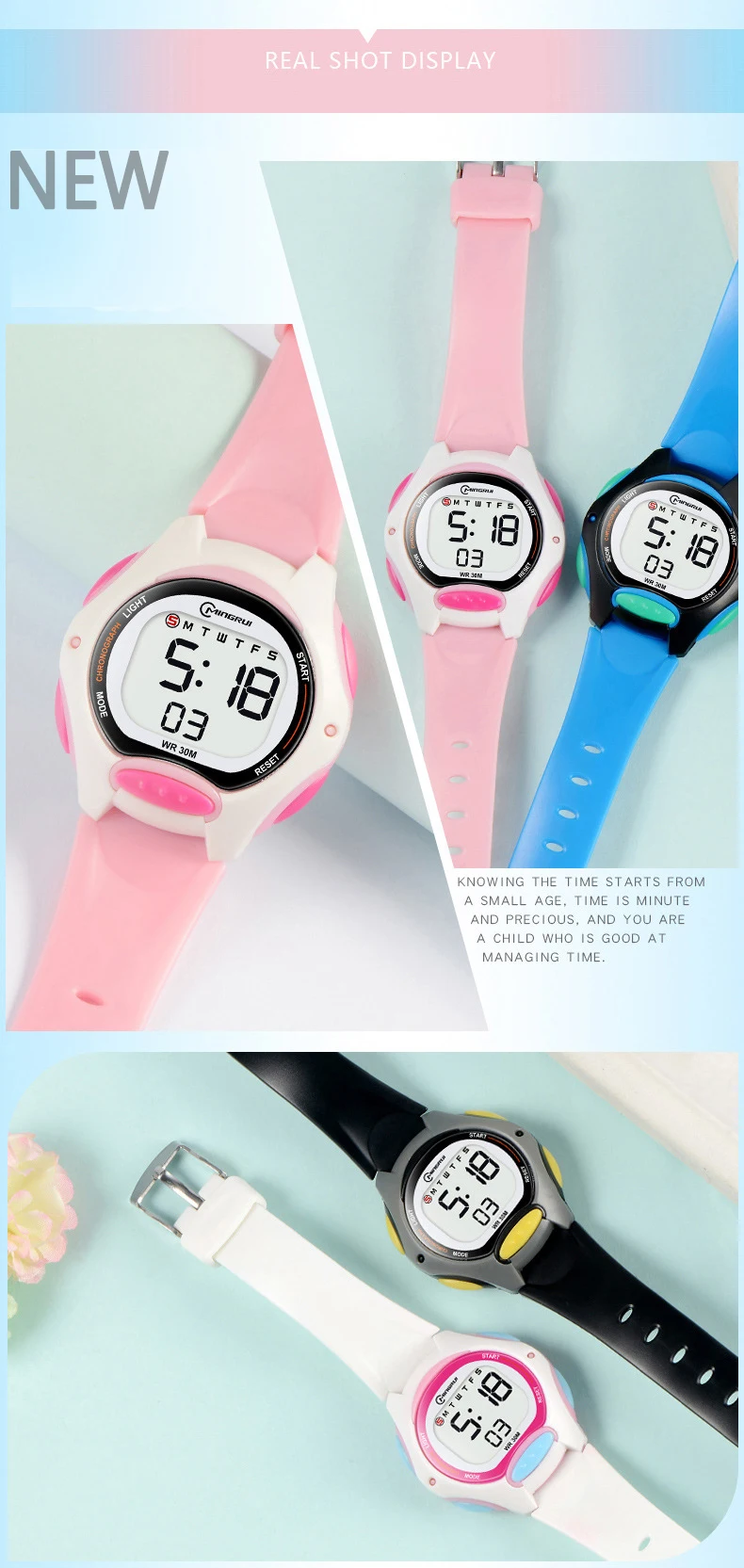 Children's Electronic Watch Sports Waterproof Luminous Alarm Clock High-Quality Simple Student Multifunctional Digital Watches