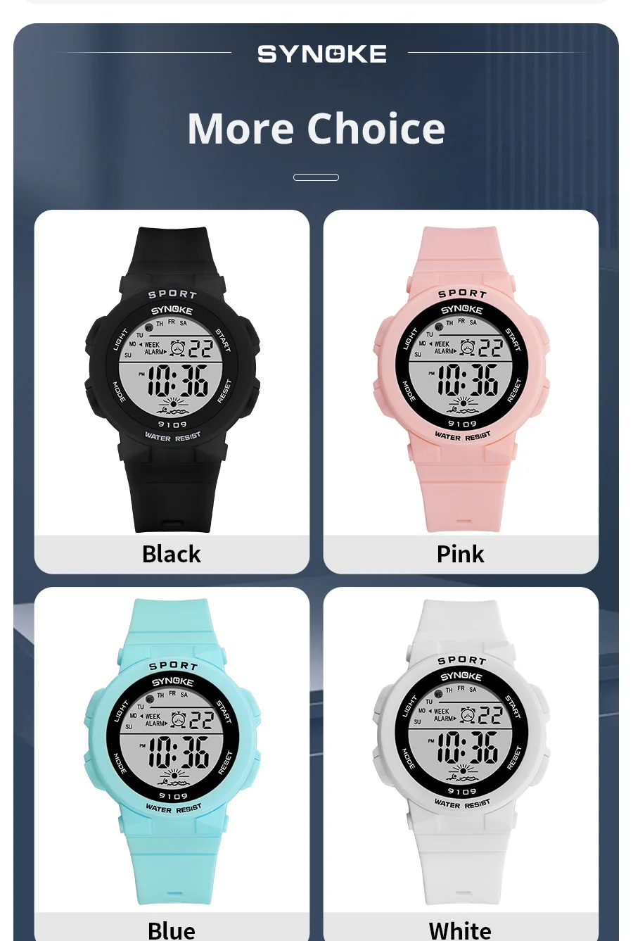 SYNOKE Student Sport Watches For Kids Colorful Electronic Watches 50M Waterproof Clock Children Digital Watch For Boys Girls