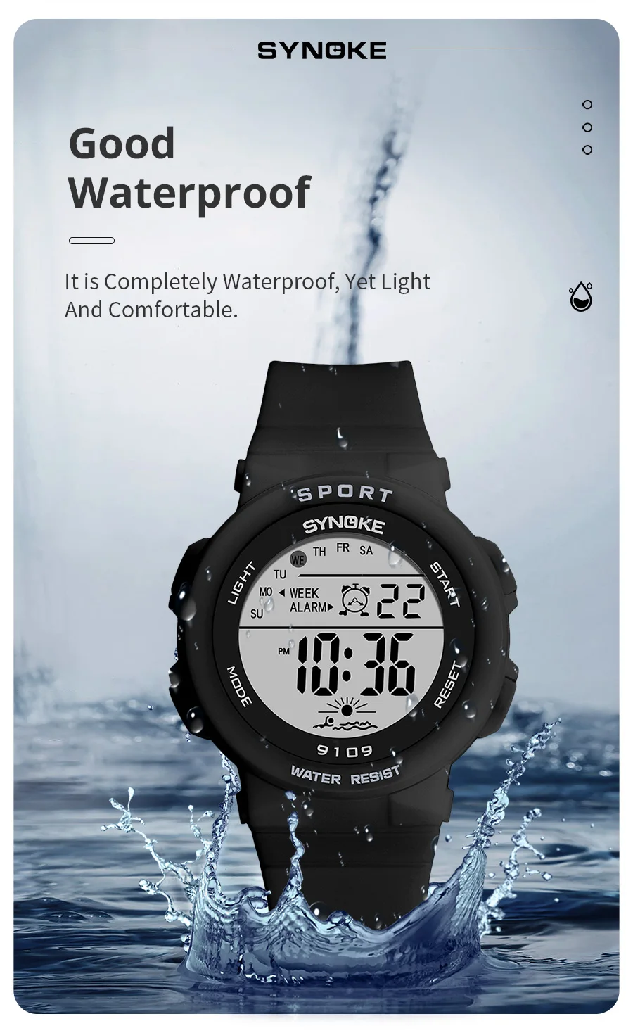 SYNOKE Student Sport Watches For Kids Colorful Electronic Watches 50M Waterproof Clock Children Digital Watch For Boys Girls