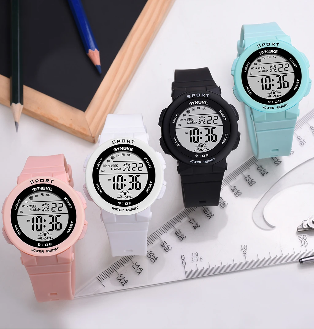 SYNOKE Student Sport Watches For Kids Colorful Electronic Watches 50M Waterproof Clock Children Digital Watch For Boys Girls