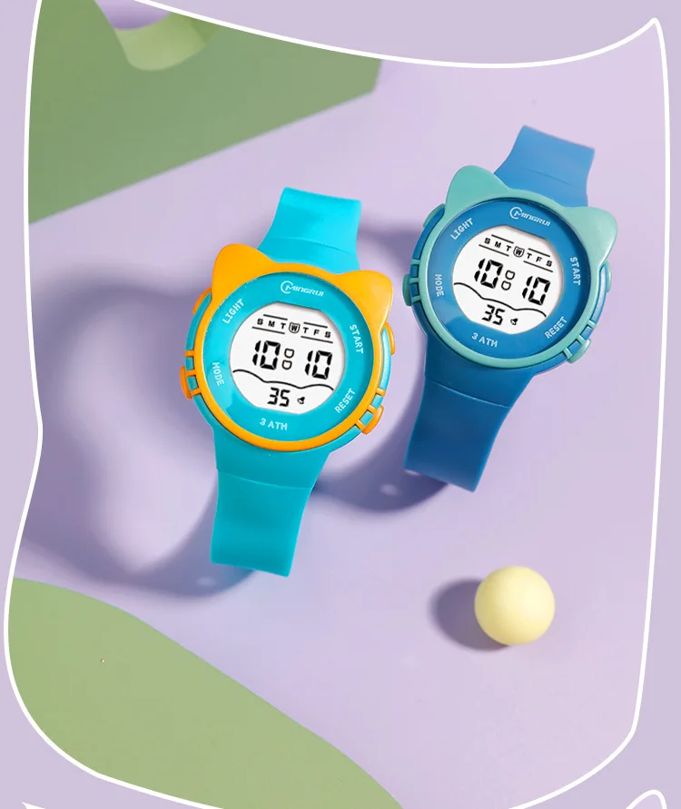 UTHAI DigitaWatch Girls and Boys Cute Meow Star Watches Kids Children Junior High School Waterproof Alarm Clock Electronic Watch