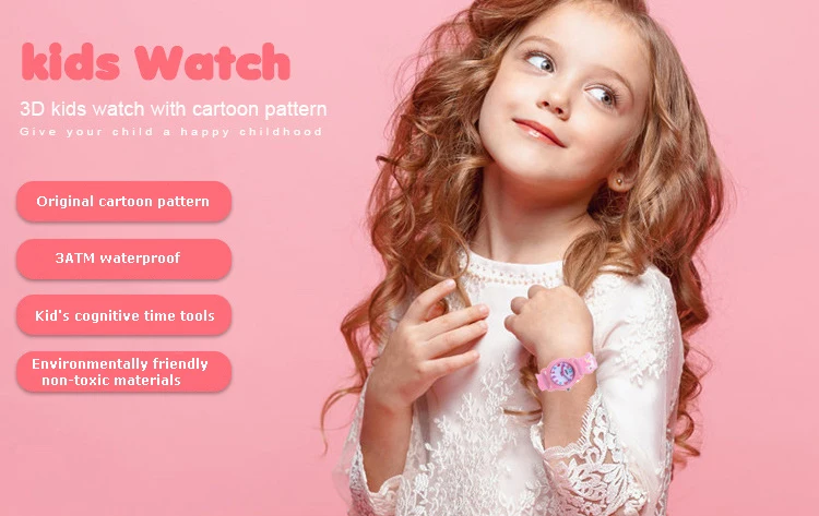 UTHAI C13 Children's Girls' Cute 3D Cartoon Watch Waterproof Quartz For Unicorn Kids Boys' Watches Non Toxic Materials Gift